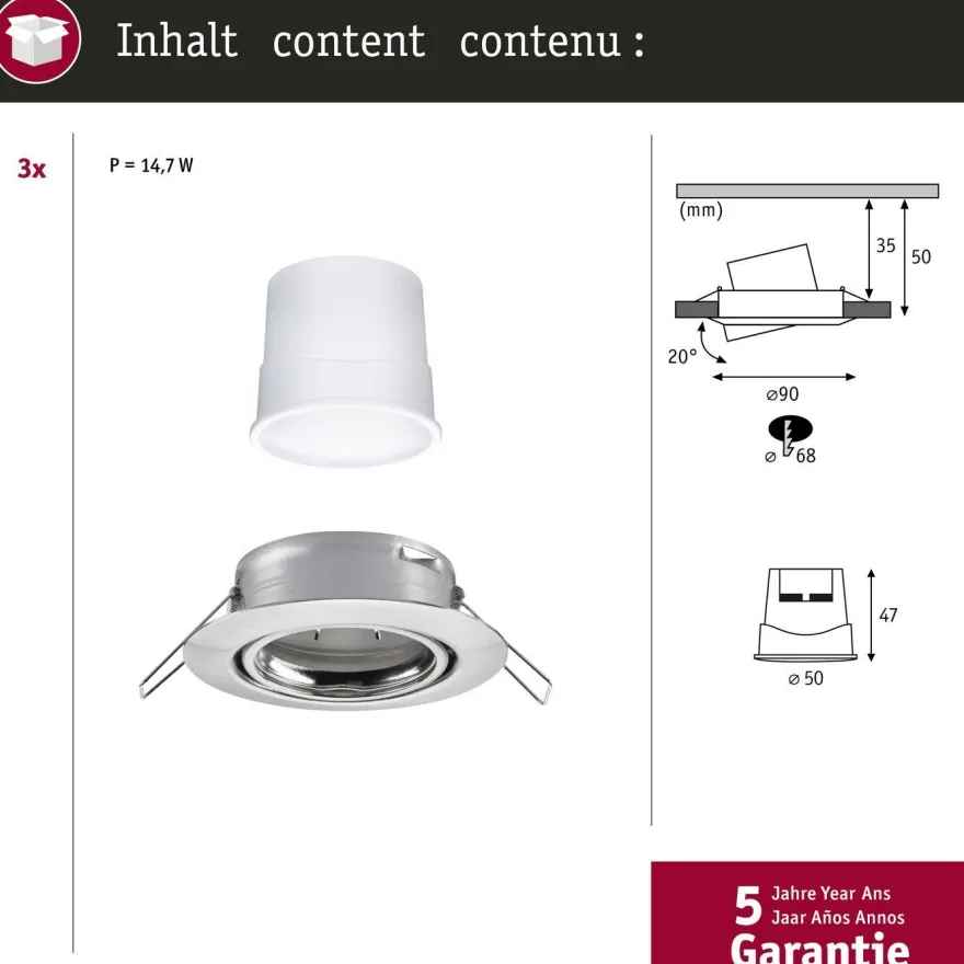 Upotettava LED-valaisin Paulmann Base Coin, 3kpl, Smart Home Zigbee 3.0, Ø90mm, himmennettävä, RGBW+, eri värejä