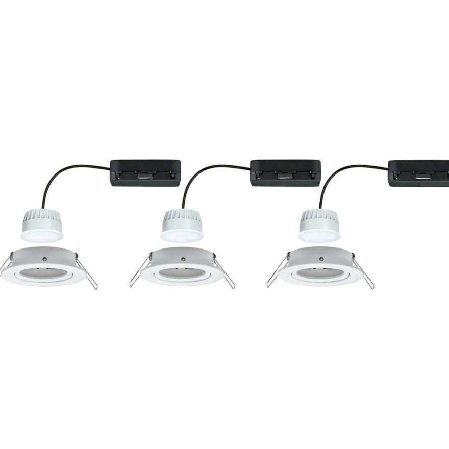 Upotettava LED-valaisin Paulmann Nova Coin, pyöreä, 84mm, 50°, säädettävä värilämpötila, 3x6W, 3x500lm, 230V, alumiini, mattavalkoinen, Verkkokaupan poistotuote