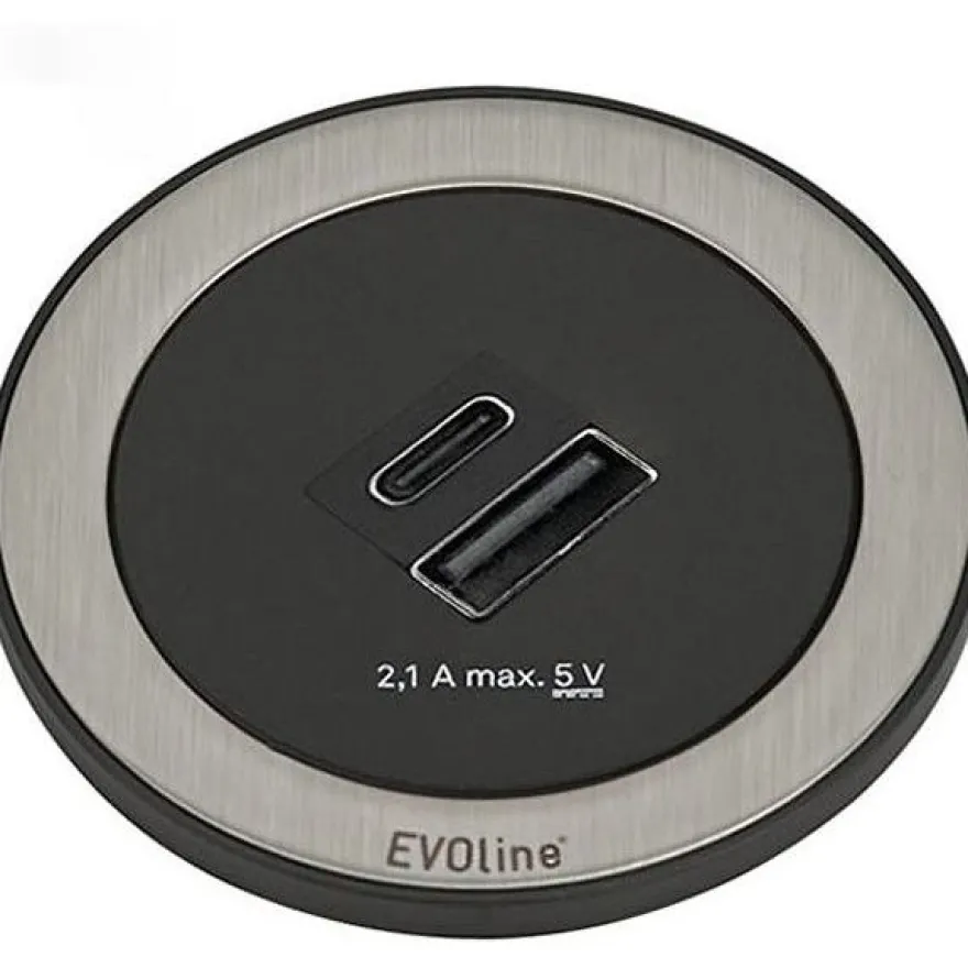 USB-latauslaite Savo Evoline ONE, USB-A ja -C, musta/valkoinen/rst