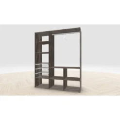 Vaatehuoneen kaapisto Mirror Line, kapea I-malli koreilla ja tangolla, 1700x2100x510mm, barokkitammi, oikeakätinen, Verkkokaupan poistotuote