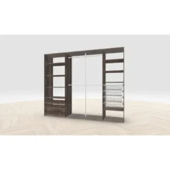 Vaatehuoneen kaapisto Mirror Line, leveä I-malli laatikoilla, koreilla ja vaatetangoilla, 2600x2100x510mm, eri värejä