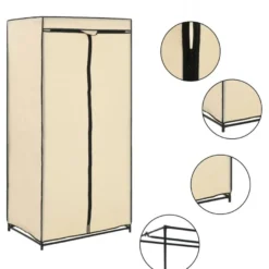 Vaatekaapit 2 kpl, kerma, 75cm