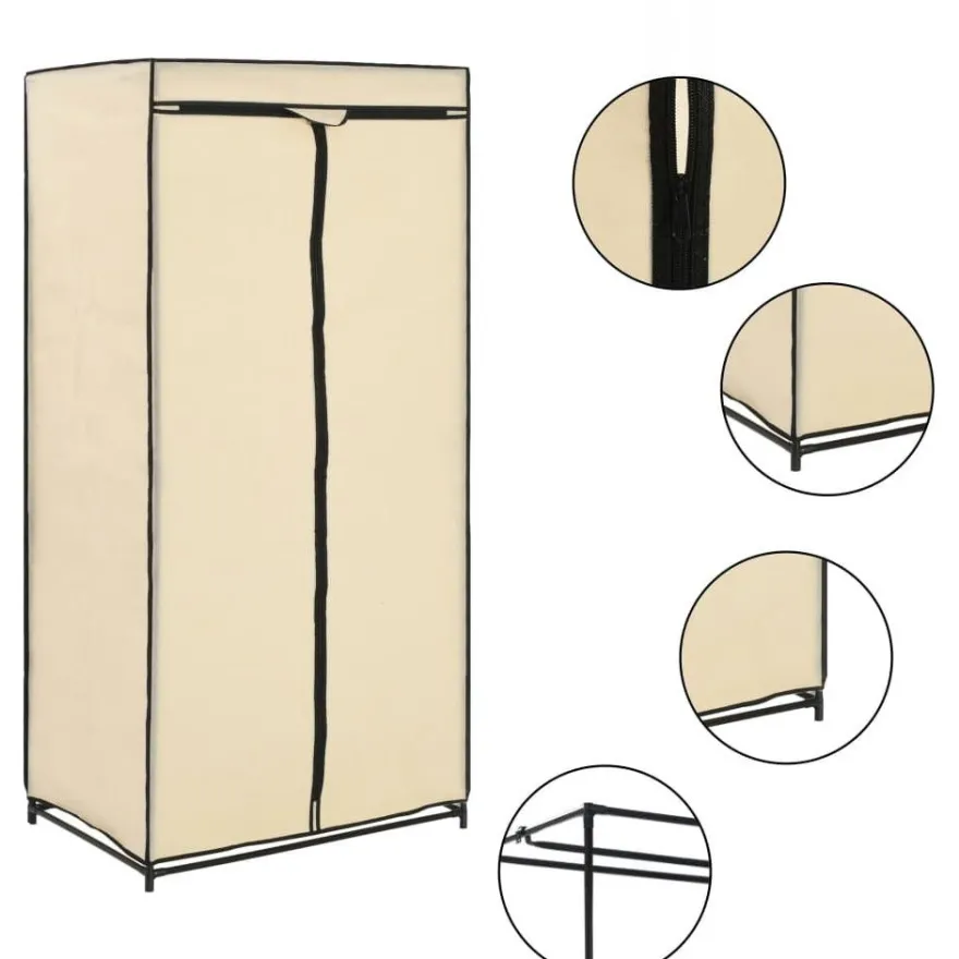Vaatekaapit 2 kpl, kerma, 75cm