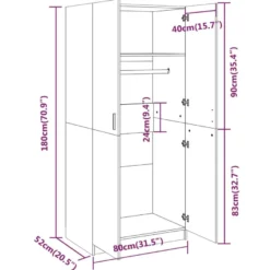 Vaatekaappi 80cm, eri värejä