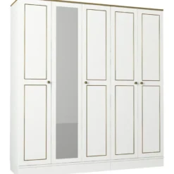 Vaatekaappi Linento Furniture Ravenna 5, valkoinen, 175cm