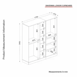 Vaatekaappi Linento Furniture Ravenna 5, valkoinen, 175cm