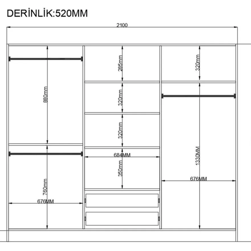 Vaatekaappi Linento Furniture Rb-064, 210x184cm, mattavalkoinen