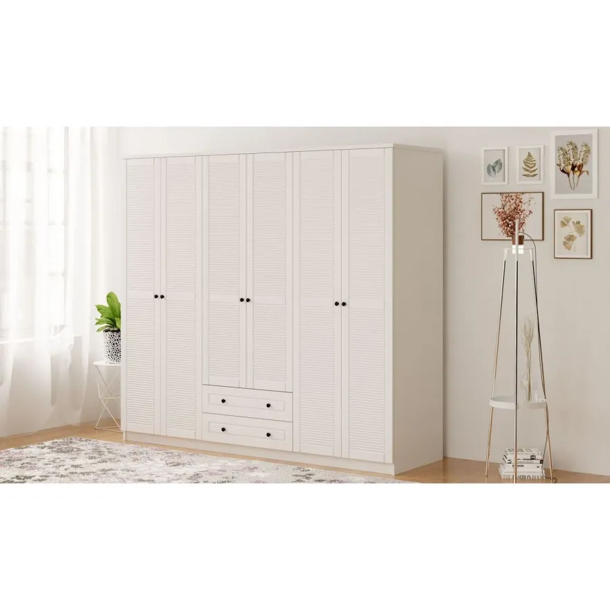 Vaatekaappi Linento Furniture Rb-064, 210x184cm, mattavalkoinen