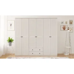 Vaatekaappi Linento Furniture Rb-064, 210x184cm, mattavalkoinen