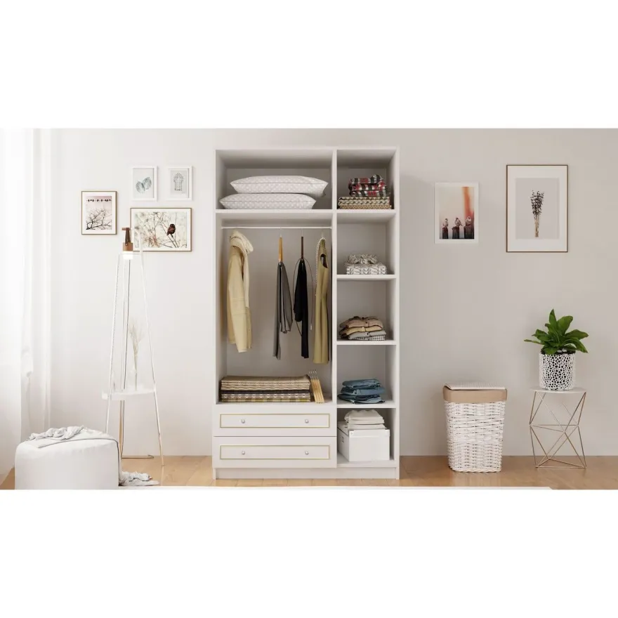 Vaatekaappi Linento Furniture Rb-076, 105x182cm, mattavalkoinen