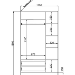 Vaatekaappi Linento Furniture Rb-076, 105x182cm, mattavalkoinen