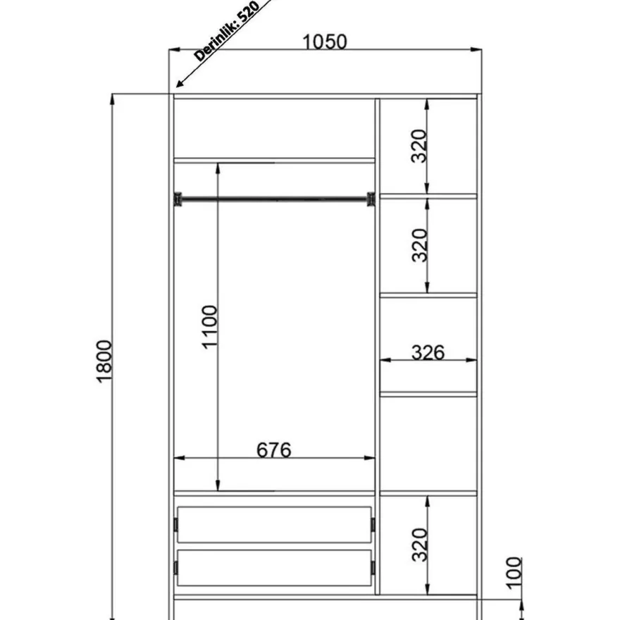 Vaatekaappi Linento Furniture Rb-076, 105x182cm, mattavalkoinen