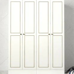 Vaatekaappi Linento Furniture Ravenna 4, valkoinen, 140cm