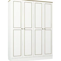 Vaatekaappi Linento Furniture Ravenna 4, valkoinen, 140cm
