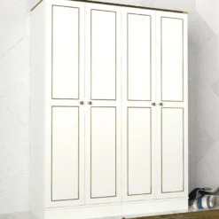 Vaatekaappi Linento Furniture Ravenna 4, valkoinen, 140cm