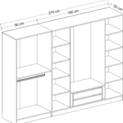 Vaatekaappi Linento Furniture Kale 4774 210x270cm valkoinen