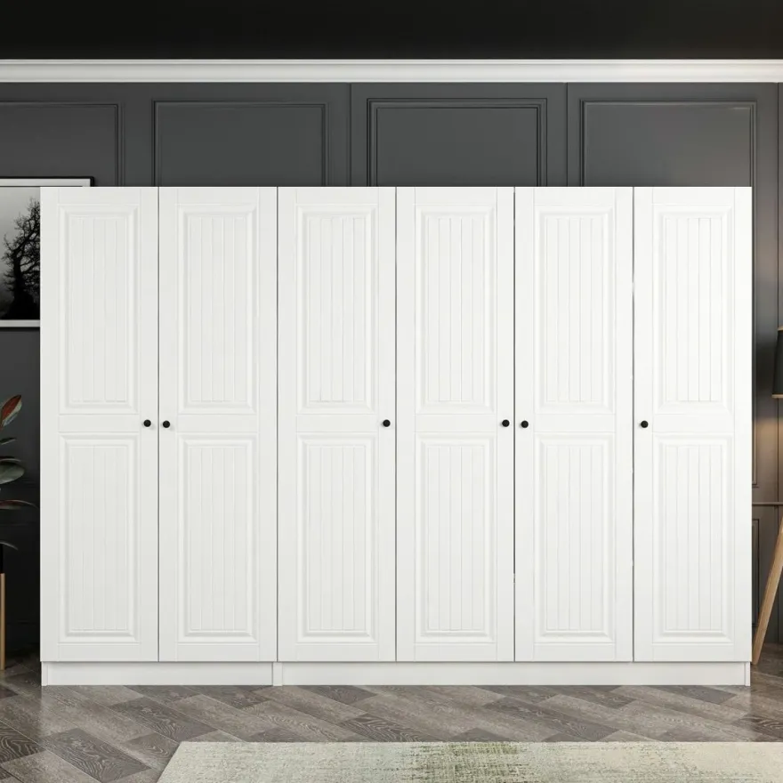 Vaatekaappi Linento Furniture Kale 4774 210x270cm valkoinen