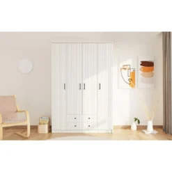 Vaatekaappi Linento Furniture Rb-185-03, 140x210cm, mattavalkoinen