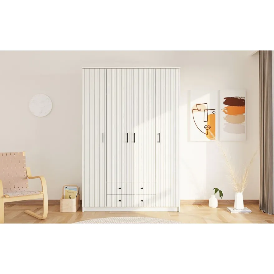 Vaatekaappi Linento Furniture Rb-185-03, 140x210cm, mattavalkoinen