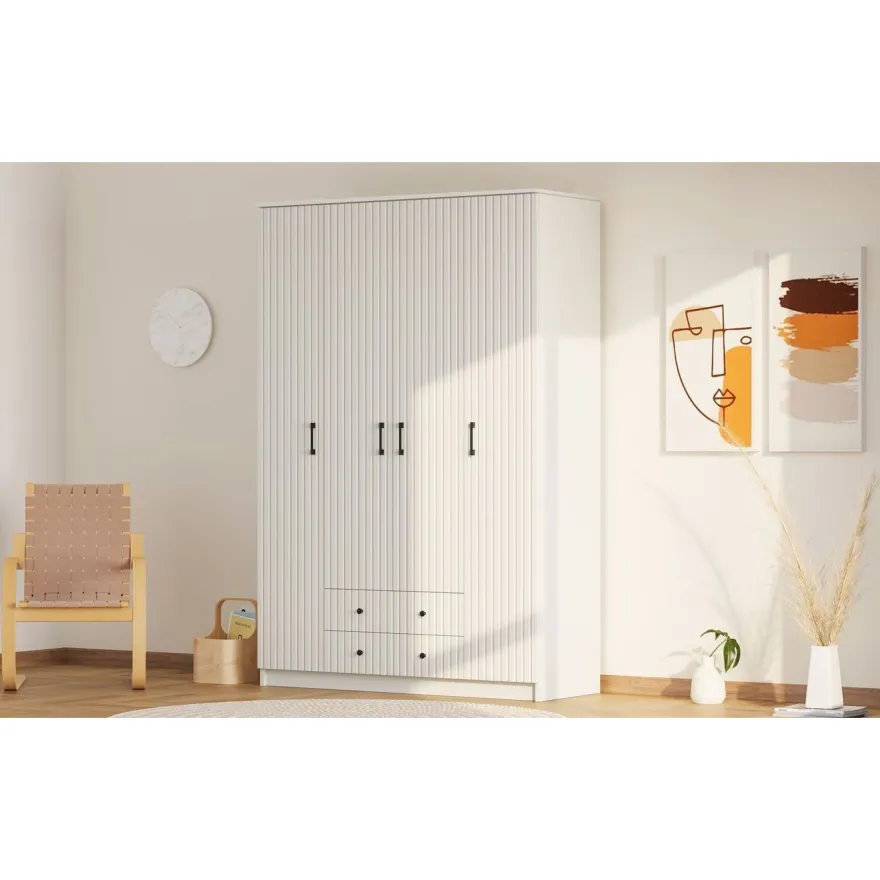 Vaatekaappi Linento Furniture Rb-185-03, 140x210cm, mattavalkoinen