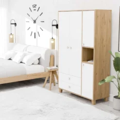 Vaatekaappi Linento Furniture Lisa 3522, tammi/valkoinen