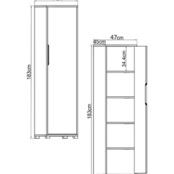 Vaatekaappi Linento Furniture Flora 47, 47x183cm