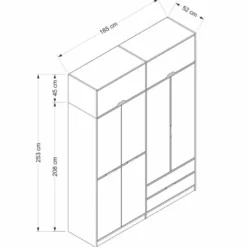 Vaatekaappi Linento Furniture Elina 185cm