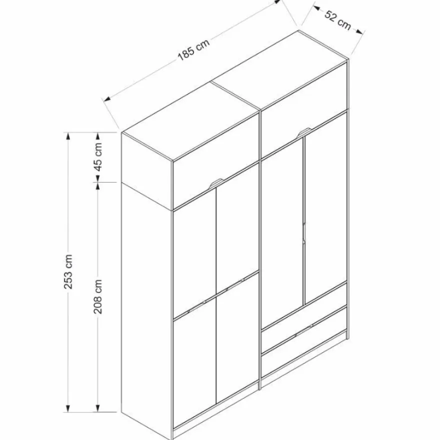 Vaatekaappi Linento Furniture Elina 185cm