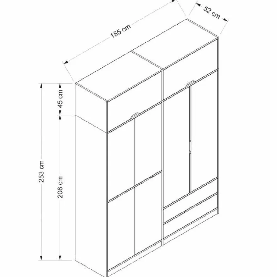 Vaatekaappi Linento Furniture Elina 185cm