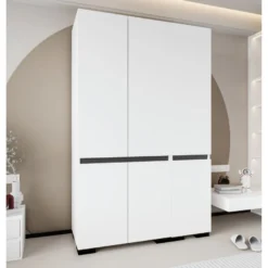 Vaatekaappi Linento Furniture Floransa 135, 135x210cm, valkoinen/antrasiitti
