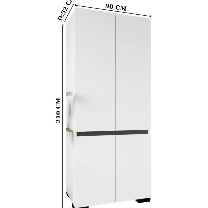 Vaatekaappi Linento Furniture Floransa 90, 90x210cm, valkoinen/antrasiitti