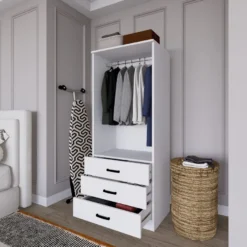Vaatekaappi Linento Furniture Easy 58, mattavalkoinen