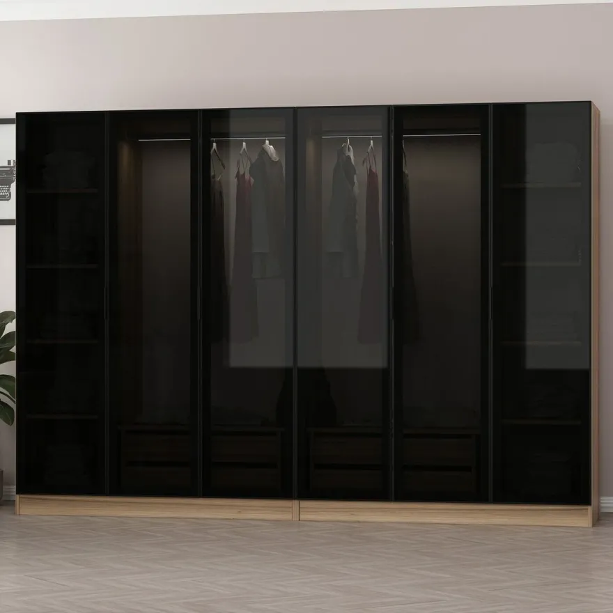 Vaatekaappi Linento Furniture Kale 210x270cm 4 vetolaatikkoa eri värejä