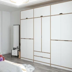Vaatekaappi Linento Furniture Elina 8914, valkoinen/puunväri