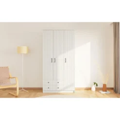 Vaatekaappi Linento Furniture Rb-185-01, 105x210cm, mattavalkoinen