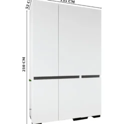 Vaatekaappi Linento Furniture Floransa 135 V2, 135x210cm, valkoinen/antrasiitti