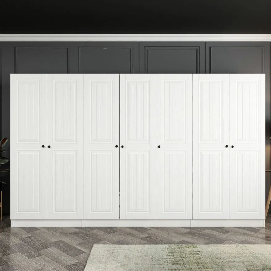Vaatekaappi Linento Furniture Kale Mebran 4012 190x315cm valkoinen
