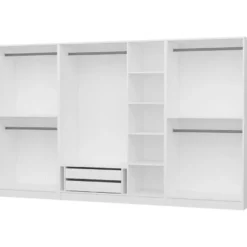 Vaatekaappi Linento Furniture Kale Mebran 4012 190x315cm valkoinen