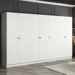 Vaatekaappi Linento Furniture Kale Mebran 4012 190x315cm valkoinen