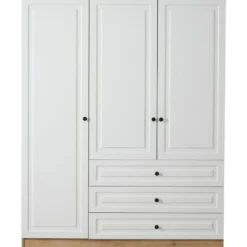 Vaatekaappi Linento Furniture Tuvalle 021 150cm valkoinen/tammi