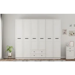 Vaatekaappi Linento Furniture Rb-168-01-007, 210x210cm, mattavalkoinen