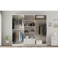 Vaatekaappi Linento Furniture Rb-168-01-007, 210x210cm, mattavalkoinen