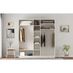 Vaatekaappi Linento Furniture Rb-168-01-005, 175x210cm, mattavalkoinen