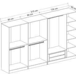 Vaatekaappi Linento Furniture Kale Mebran 4776 210x315cm valkoinen
