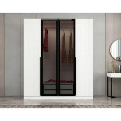 Vaatekaappi Linento Furniture Kale Plus 210x180cm 2 läpikuultavaa ovea eri värejä