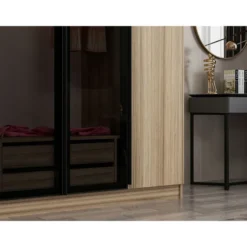 Vaatekaappi Linento Furniture Kale Plus 210x180cm 2 läpikuultavaa ovea eri värejä