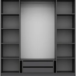 Vaatekaappi Linento Furniture Kale Plus 210x180cm 2 läpikuultavaa ovea eri värejä