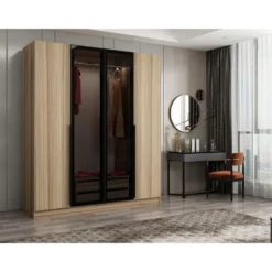 Vaatekaappi Linento Furniture Kale Plus 210x180cm 2 läpikuultavaa ovea eri värejä