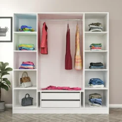 Vaatekaappi Linento Furniture Kale Plus 210x180cm 2 läpikuultavaa ovea eri värejä