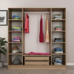 Vaatekaappi Linento Furniture Kale Plus 210x180cm 2 läpikuultavaa ovea eri värejä